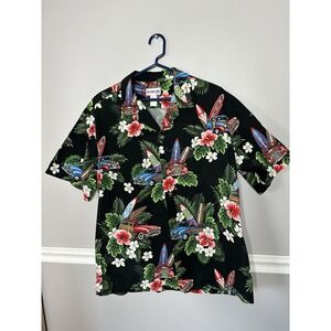 Aloha Line Hawaiian Shirt Men's‎ Large Surfer Theme VTG Cars Floral USA RARE